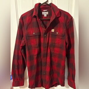 Carhartt Red Plaid Flannel Button-Up Shirt | Original Fit | Size Small